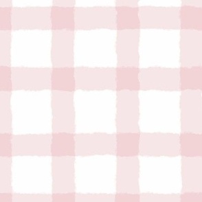 MEDIUM LARGE Pastel Pink Checkered Square Grid Plaid Gingham