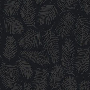 Tropical Palm Leaves | Small Scale | Tone on tone cracked pepper charcoal