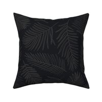 Tropical Palm Leaves | Large Scale | Tone on tone cracked pepper charcoal