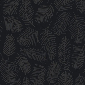 Tropical Palm Leaves | Medium Scale | Tone on tone cracked pepper charcoal