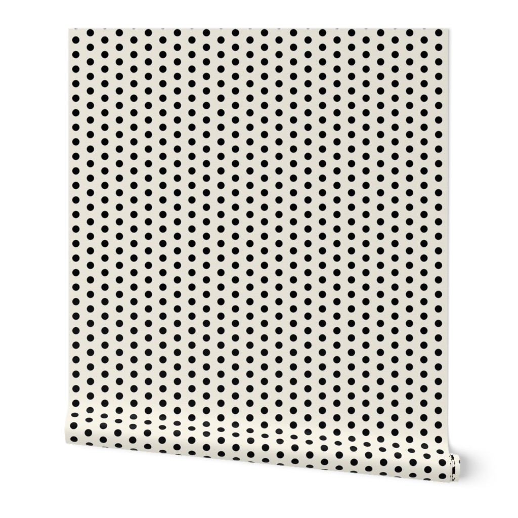 Large Black Polka Dots on Ivory by JJEDecor in tiny print