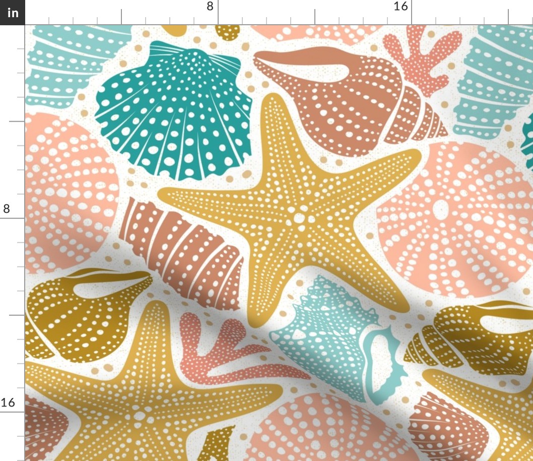 Ocean Floor - Summer Nautical Seashells Boho Beach Multi Large