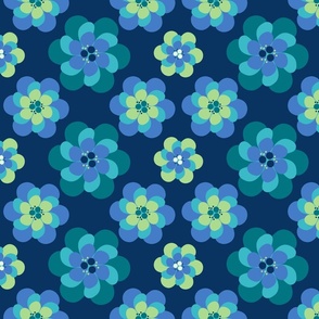  Flower Power  Party , 70s vintage on blue 