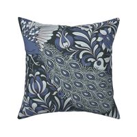 peacock damask blue silver