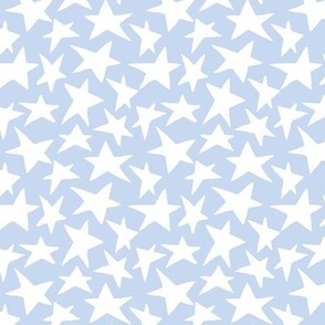 Happy Fourth - White Stars on Pastel Baby Blue