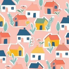 Home Sweet Home - All the Little Houses - On Pink