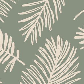 Tropical Palm Leaves | Jumbo Scale | Sage Green, Warm White