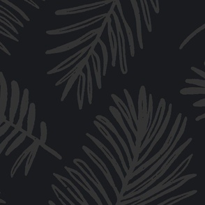 Tropical Palm Leaves | Jumbo Scale | Tone on tone cracked pepper charcoal