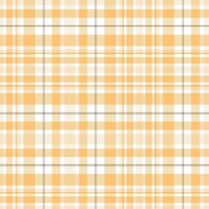 L. Pastel plaid classic geometric tartan in shades of light orange and yellow on white