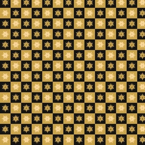 Check Starbursts Print 1 - Black and Gold - Small Scale