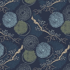 Modern Chinoiserie - Navy - Medium