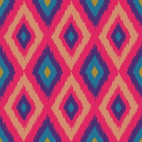 DIAMOND IKAT Boho Woven Texture Style in Exotic Pink Blush Purple Green Blue - LARGE Scale - UnBlink Studio by Jackie Tahara