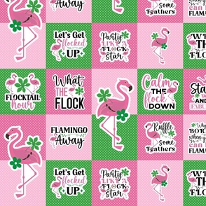 Sassy Flamingos 4x4 Patchwork Panels for Peel and Stick Wallpaper Swatch Stickers Patches Cheater Quilts Pink and Green Polkadots
