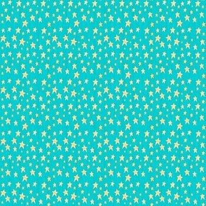 Golden Stars on Aqua Blue