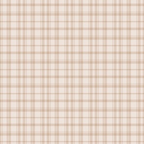 Simple Neutral Plaid in Light Cocoa Brown and Beige - Small - Fall Plaid, Cabincore Plaid, Western Plaid