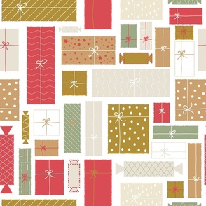 Gifts - Earth Tones Holidays Christmas Crackers Sage Green Khaki Presents Vintage Santa Claus Geometric