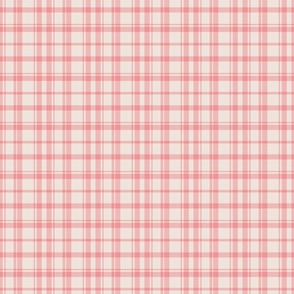 Simple Coral Plaid in Coral Pink and Neutral Beige - Small - Fall Plaid, Cabincore Plaid, Western Plaid