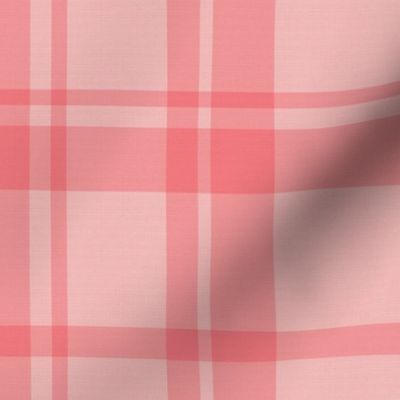 Coral Plaid  in Cranberry and Coral Pink - Large - Fall Plaid, Cabincore Plaid, Classic Plaid