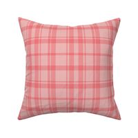 Coral Plaid  in Cranberry and Coral Pink - Medium - Fall Plaid, Cabincore Plaid, Classic Plaid
