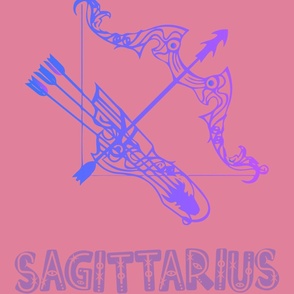 Sagittarius Bow & Arrow, Pink & Purple Birthday Print! 