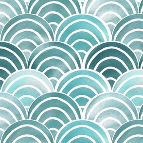 Oceanic Blue Wave Circular Patterns