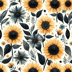 Sunflowers Denim Blue