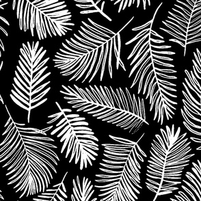 Tropical Palm Leaves | Large Scale | black and white