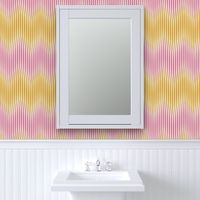 Zig Zag Illusion // x-large print // Mossy Mauve & Golden Lichen Vertical Stripe Textured