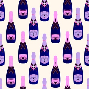 Pink and purple champagne bottles 