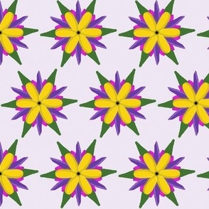 Dotty flower purple, pink, yellow retro comic book style