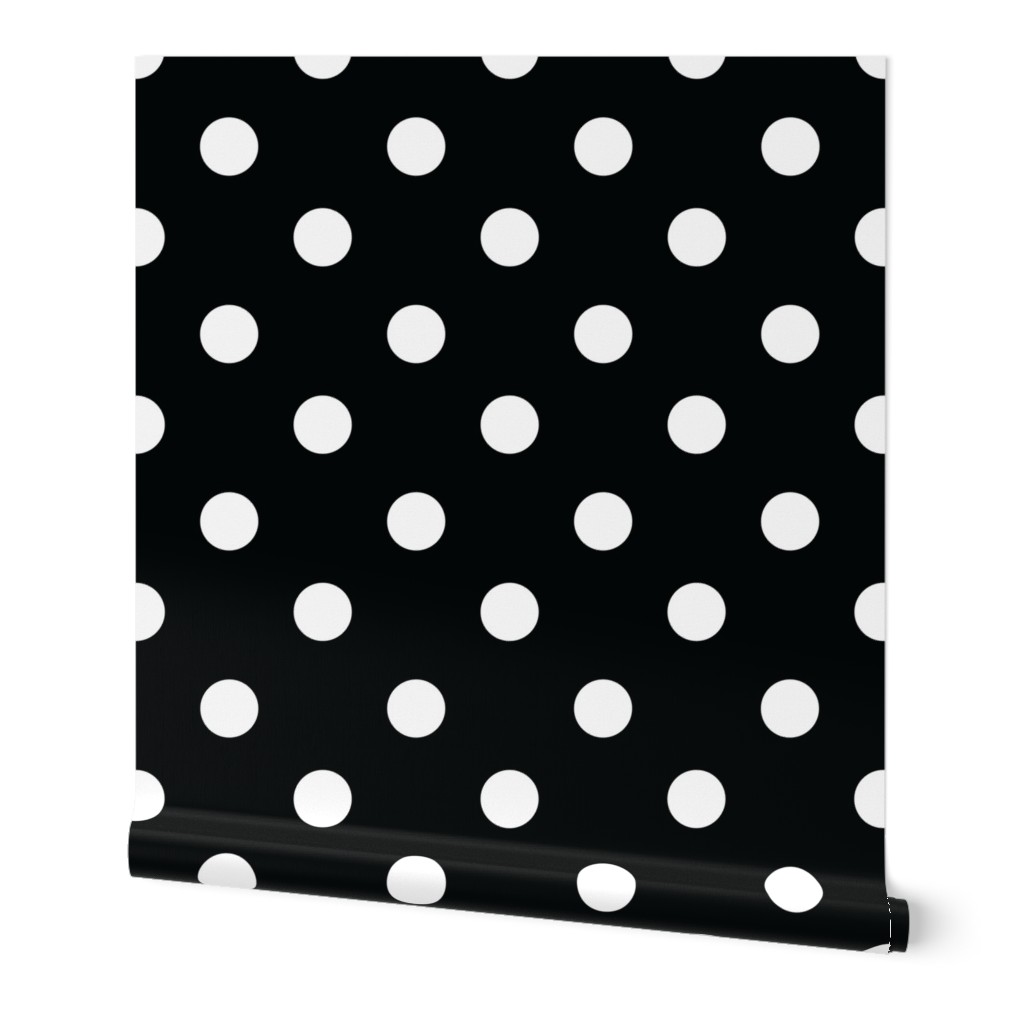 Polka Dots White on Black