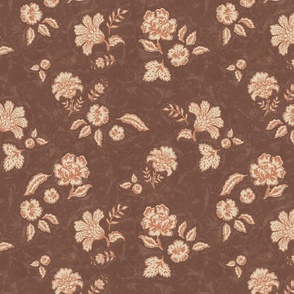 Painterly India Floral - Russet Brown - L - (Henna)