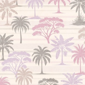 Pink palm trees. Female exotic jungle swimwear.