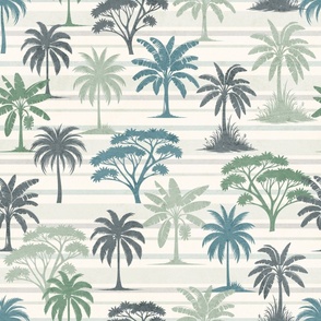 Pale green palm trees. Exotic jungle swimwear.