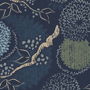 Modern Chinoiserie - Navy - Jumbo