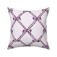 ribbons in soft pastel purple with bows  on a lilac and white check pattern  - small scale