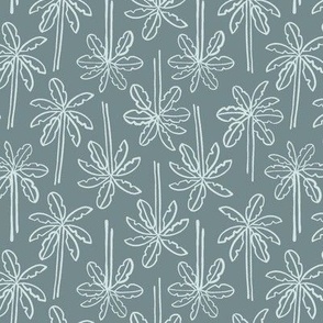 Multidirectional Tropical Palm Trees | Small Scale | Blue Grey, Sky Blue