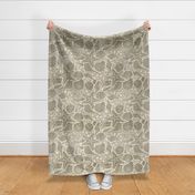 Just Beachy- Seashells Starfish on Sand with Sea Foam- Beach Combers Delight- Tan Gray Neutral- Large Scale