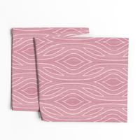 Abstract Textured Trellis - Dusky pink carved wood striped folk art waves