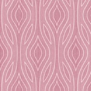Abstract Textured Trellis - Dusky pink carved wood striped folk art waves