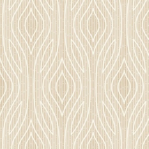 Abstract Textured Trellis - Magnolia cream carved wood striped folk art waves