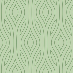 Light Sage Green Trellis Wave Stripe - flowing linear folk art curves 