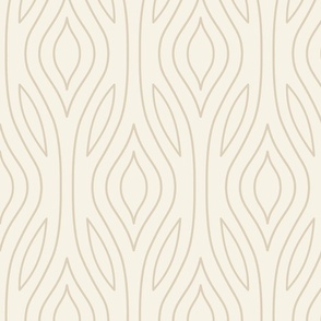 Ivory Magnolia Trellis Wave Stripe - flowing linear folk art curves 