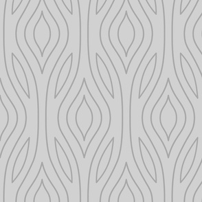 Light Grey Trellis Wave Stripe - flowing linear folk art curves 