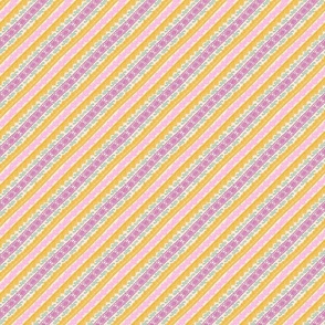 Lace Diagonal Stripes (3") - pink, yellow, green (ST2023LD)