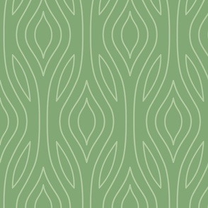 Sage Green Trellis Wave Stripe - flowing linear folk art curves 