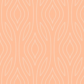 Coral Peach Trellis Wave Stripe - flowing linear folk art curves 