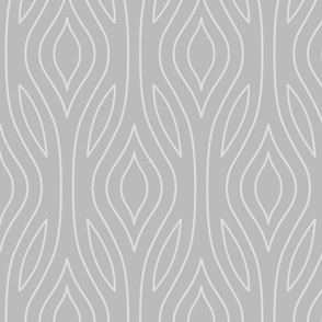 Dark Grey Trellis Wave Stripe - flowing linear folk art curves 