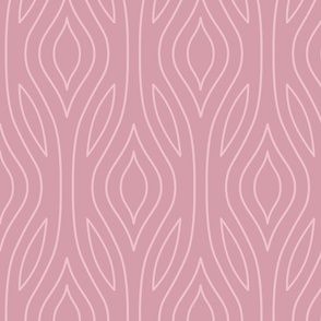 Dusky Pink Trellis Wave Stripe - flowing linear folk art curves 