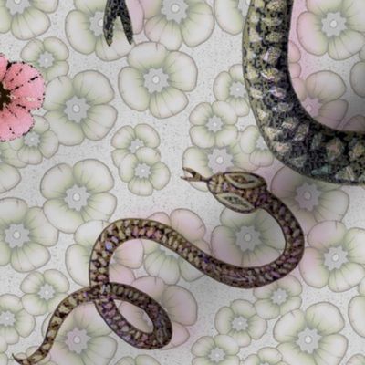 Snake year with flowers, second version